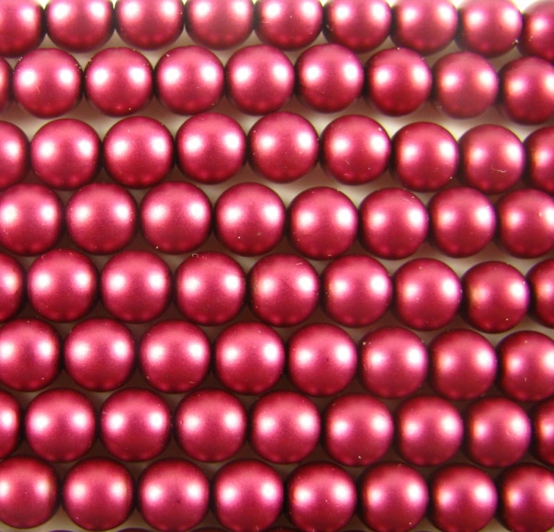4mm Czech Round Glass Pearl Strand of 55 – 70120 – Frosted Damson