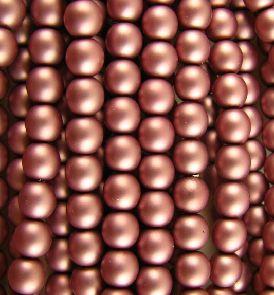 2mm Czech Round Glass Pearl - Bag of 100 – 70188 – Frosted Old Rose