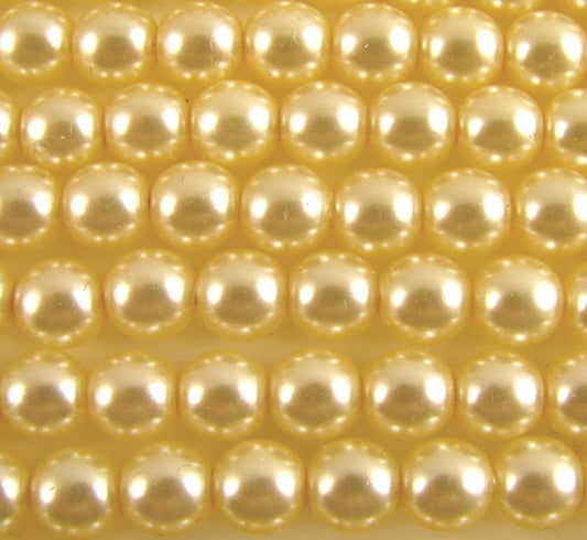 8mm Czech Round Glass Pearl Strand of 25 - 70414 - Cream