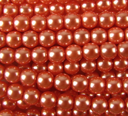 4mm Czech Round Glass Pearl - Bag of 100 – 70482 – Coral