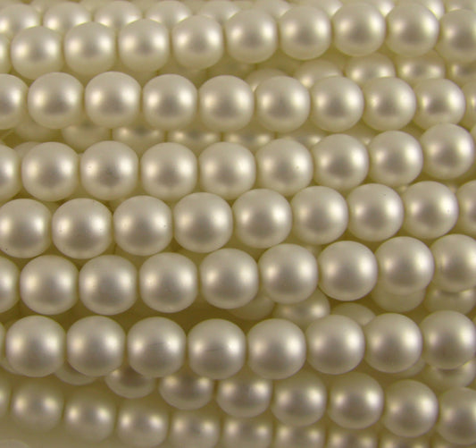 4mm Czech Round Glass Pearl - Bag of 100 – 75400 – Frosted White