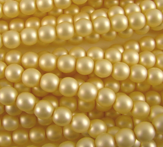 8mm Czech Round Glass Pearl Strand of 25 – 70514 – Frosted Cream