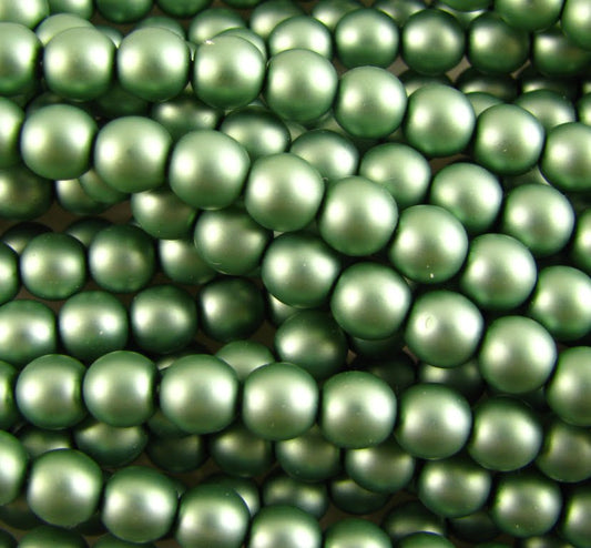 4mm Czech Round Glass Pearl - Bag of 100 - 70558 - Frosted Seafoam