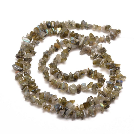 5x8mm Natural Labradorite Chip Beads - 78cm Strand
