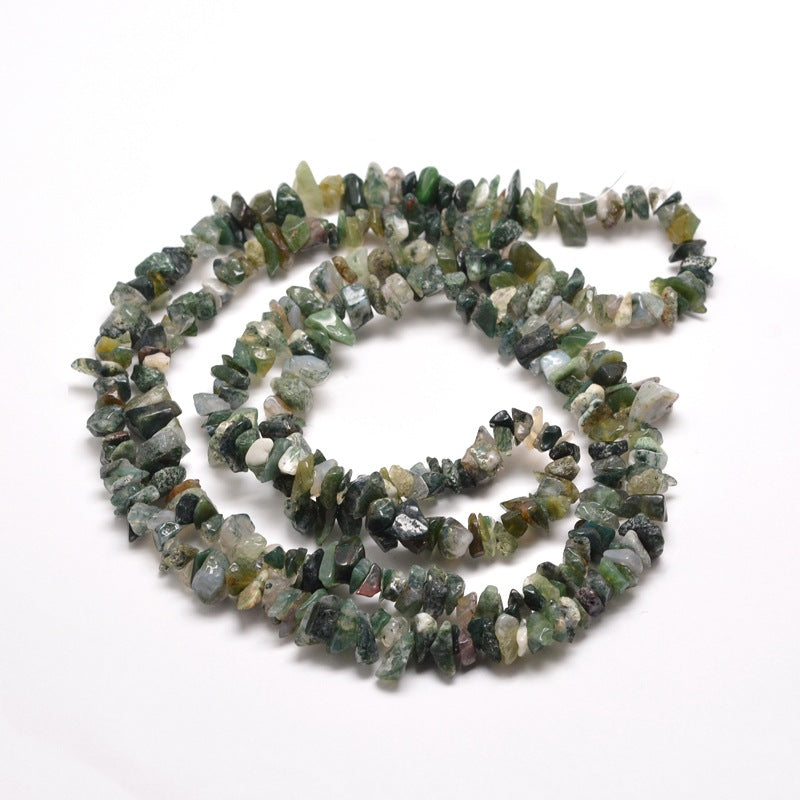 5x8mm Natural Moss Agate Gemstone Chip Strand - 78cm Strand