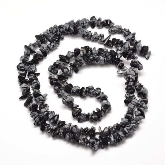 5x8mm Snowflake Obsidian Chip Strand - 78cm Strand