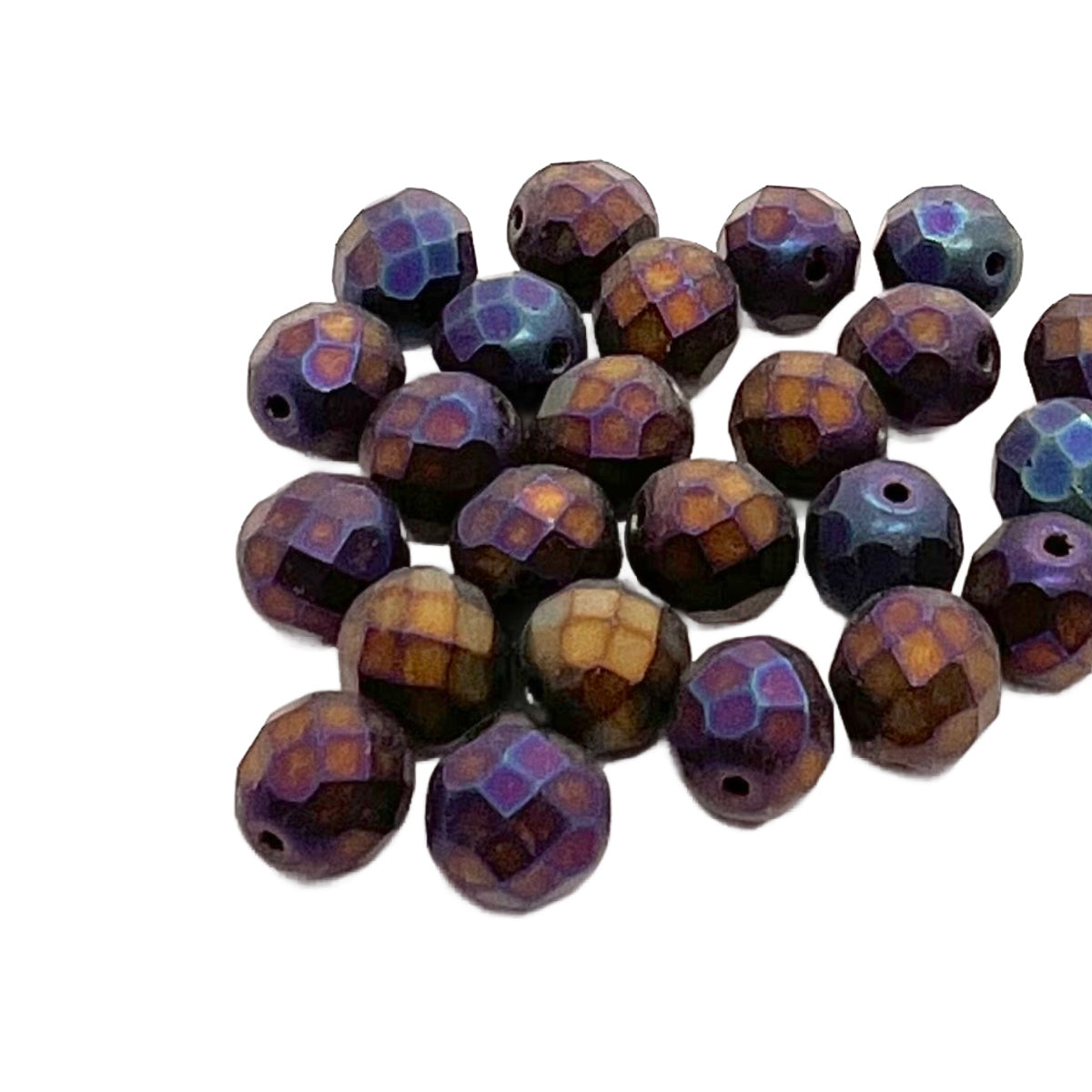 8mm Czech Fire Polish – 23980-84100-21435 – Matte Jet Red Iris x 25