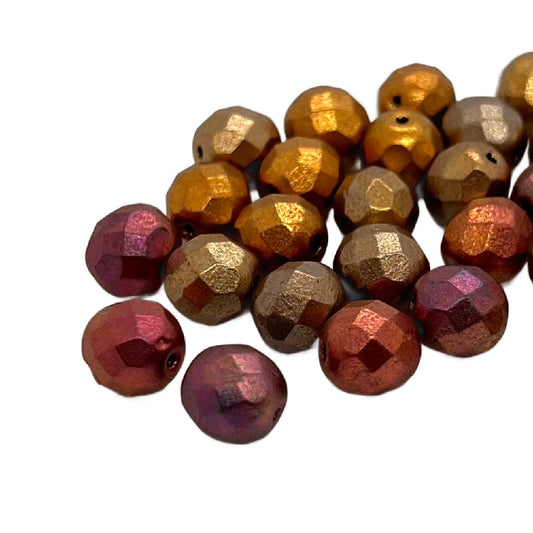 8mm Czech Fire Polish – 23980-84100-01640 – Violet Rainbow x 25