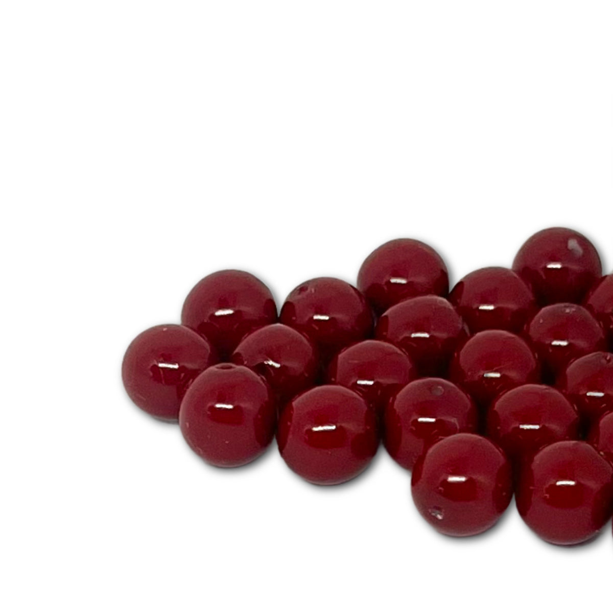 8mm Czech Round Glass Pearl - Pack of 25 – 48265 – Cranberry