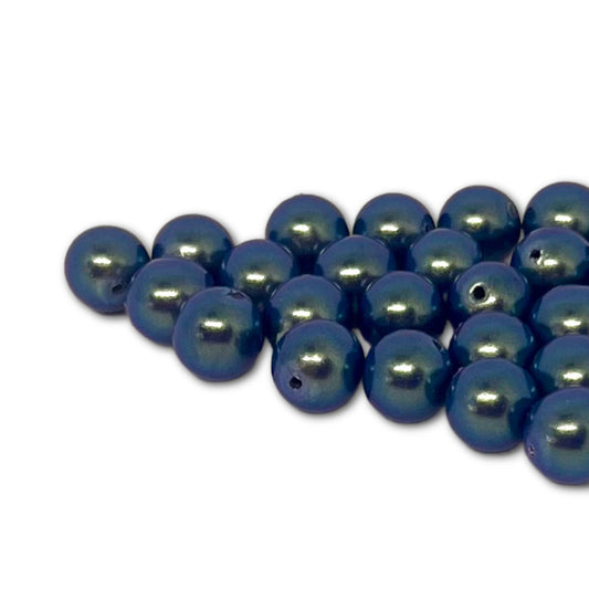 8mm Czech Round Glass Pearl Pack of 25 – 30018 – Dusk Blue