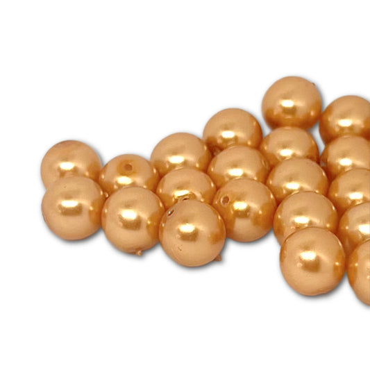8mm Czech Round Glass Pearl Pack of 25 – 70486 – Gold