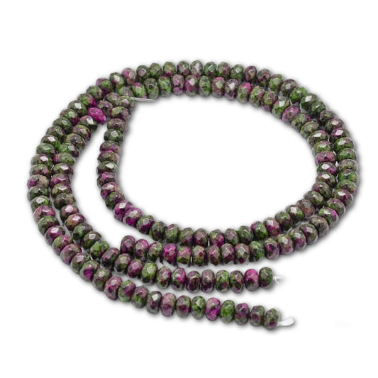 8x5mm Ruby in Zoisite Faceted Rondelle Strand - Approx 75 Beads
