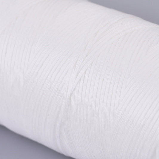0.8mm Waxed Flat Polyester Cord - Spool of 20 Meters - White