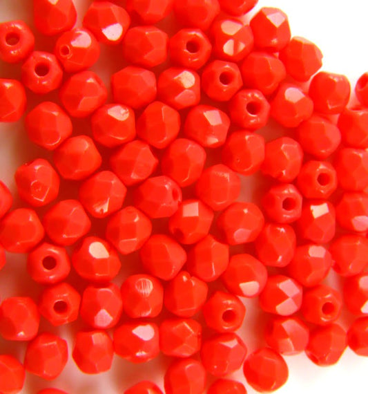 4mm Czech Fire Polish – 93400 – Coral x 100