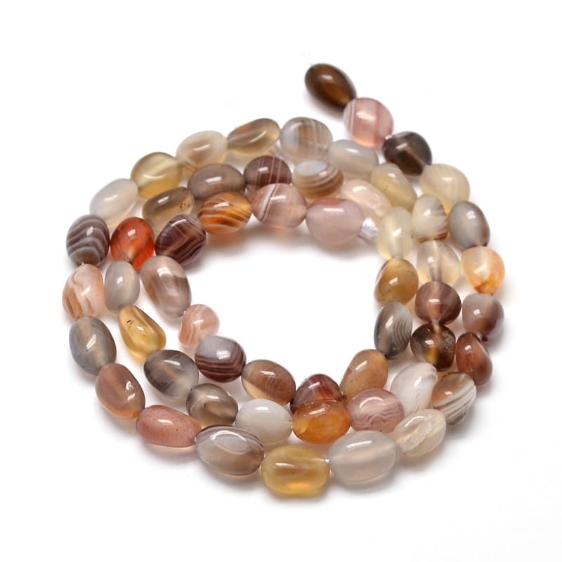5-8mm Natural Botswana Agate Polished Nugget Bead Strand - Approx 45 Beads.
