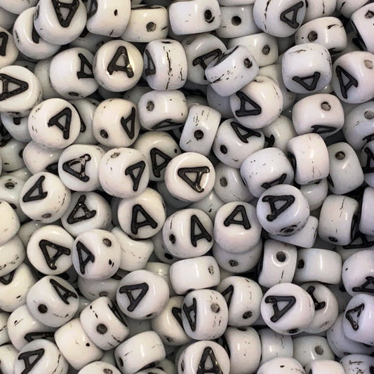 Czech Glass Alphabet Bead - A