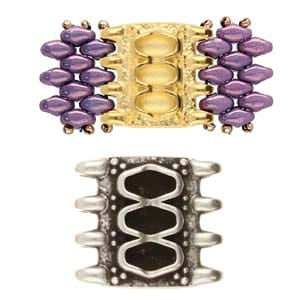 Azalas 4 SuperDuo Connector - Antique Brass - Pack of 1
