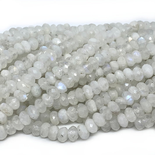 4x6mm Moonstone Faceted Rondelle Beads - Approx 100 beads