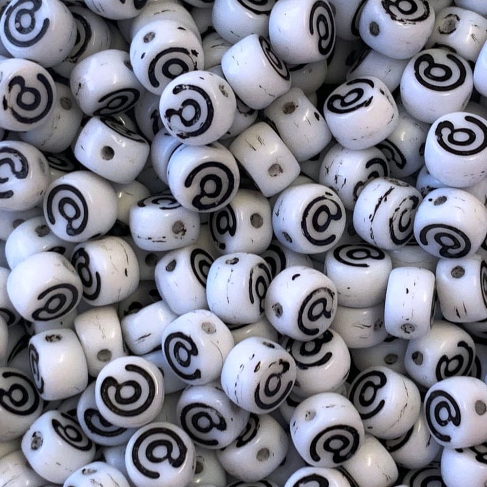 Czech Glass Alphabet Bead - @