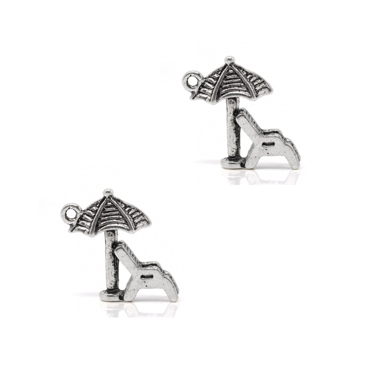 Antique Silver Sun Lounger Charm 18x12mm - Pack of 2