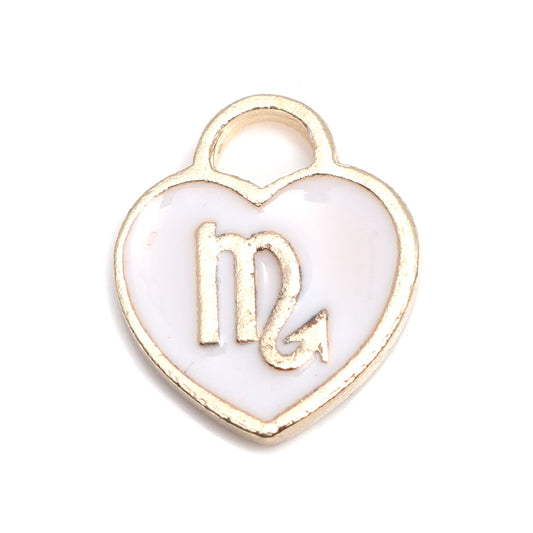 Gold Plated Enamel Zodiac Charm - 14x12mm - Scorpio