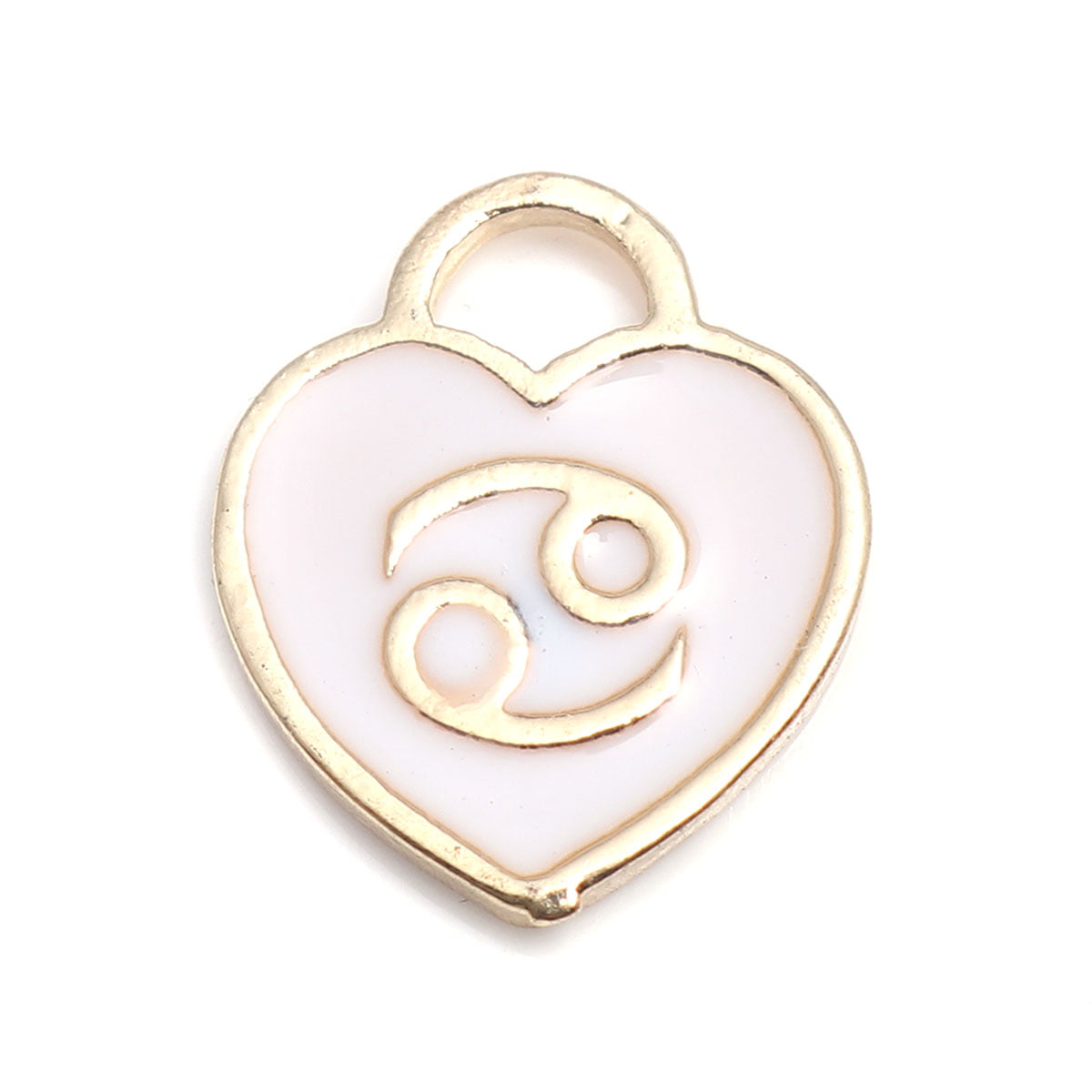 Gold Plated Enamel Zodiac Charm - 14x12mm - Cancer