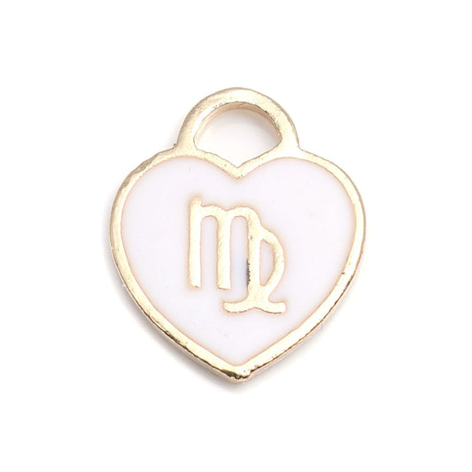 Gold Plated Enamel Zodiac Charm - 14x12mm - Virgo