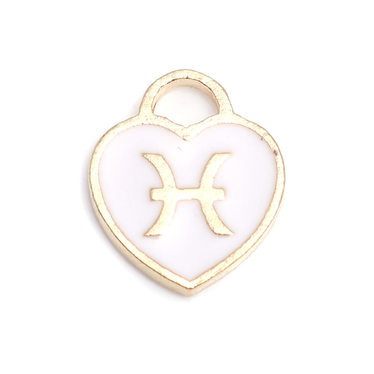 Gold Plated Enamel Zodiac Charm - 14x12mm - Pisces