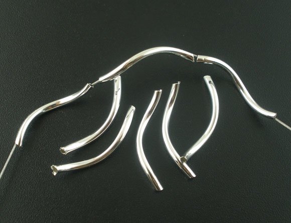 Silver Plated Extra Twisty S Tube Beads 2x26mm – 10 Pack