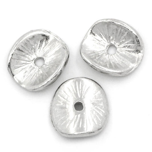 Antique Silver Wavy Spacer 10x9mm – Pack of 10