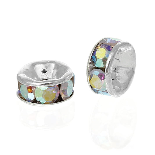 Crystal AB Rondelle Bead 6mm Pack of 6