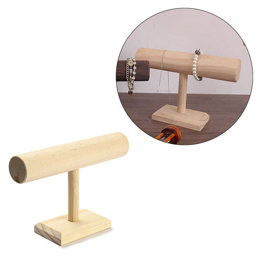 T-Shaped Bar Wood Bracelet Display Stands, Tabletop Bracelet Organizer Holder