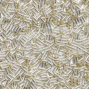 3mm Miyuki Bugle Beads (Size #1) – 7g Bag – Silver Lined Crystal - 1