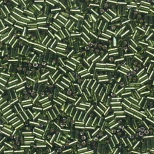 3mm Miyuki Bugle Beads (Size #1) - 7g Bag - Silver Lined Olivine - 26