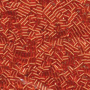 3mm Miyuki Bugle Beads (Size #1) - 7g Bag - Silver Lined Flame Red - 10