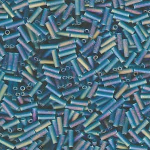 6mm Miyuki Bugle Beads 10g – Matte Transparent Teal AB - 405FR