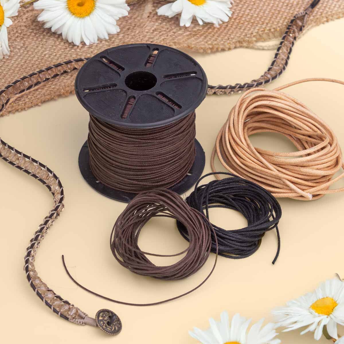 Natural 1mm Waxed Cotton Cord – 100 Meter Spool