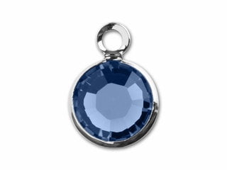Silver Plated Preciosa Birthstone Channel Charm – 6mm – Sapphire (September Birthstone)