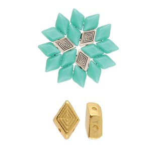 Gerontas Gemduo Bead Substitute - 24k Gold Plated - Pack of 5