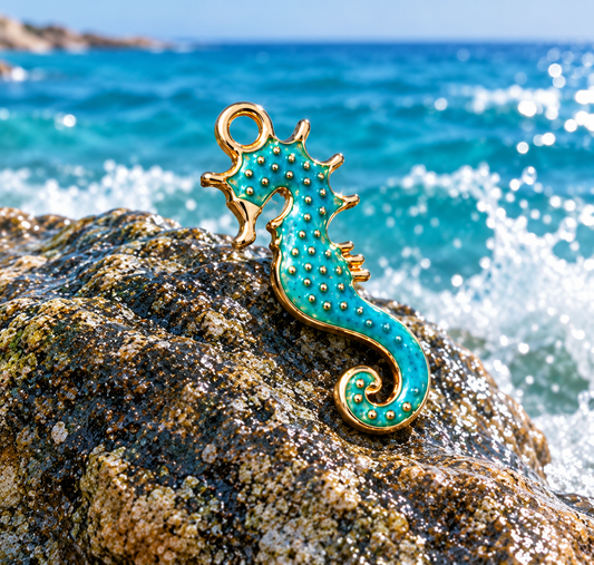 Turquoise SeaHorse Enamel Charms Lovely Ocean