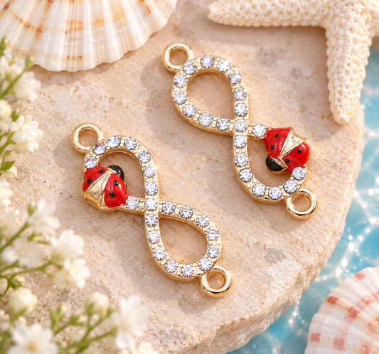 Gold Plated Ladybug Infinity Charm Connector 2 Pack