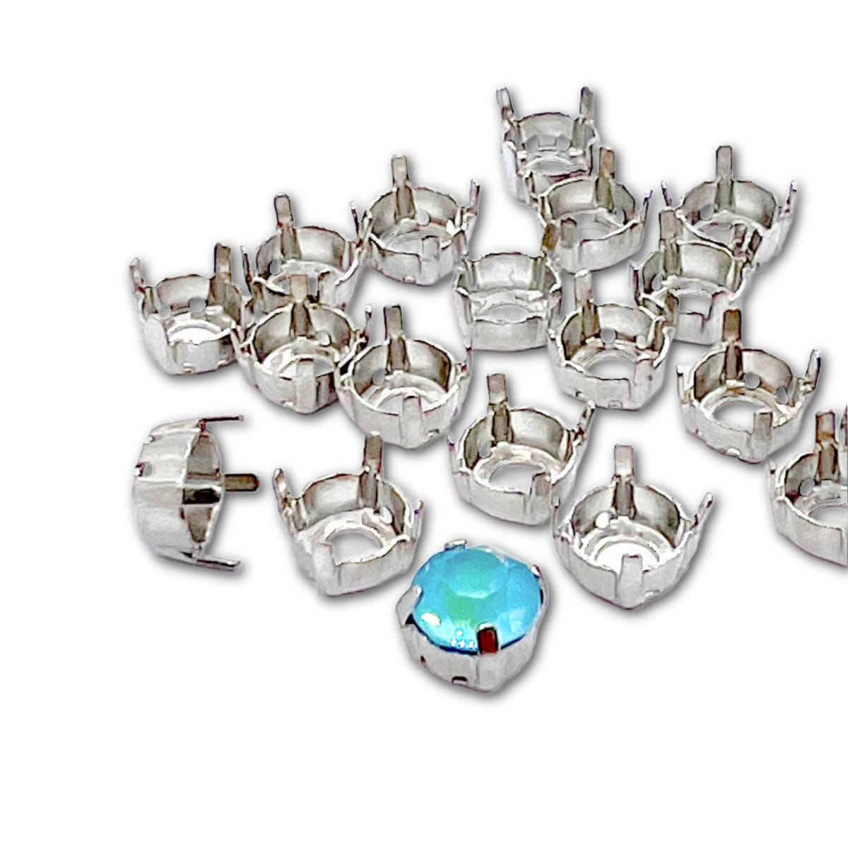 Josef Bergs Sew-On Setting - 4 Prongs - 4 Holes - Silver - SS39 8mm Chaton