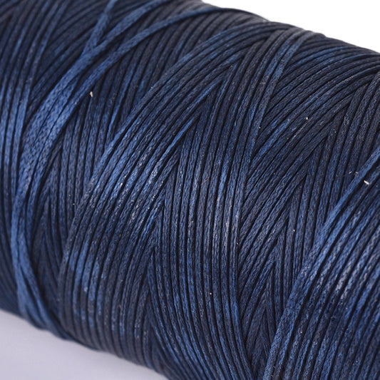 0.8mm Waxed Flat Polyester Cord - Spool of 20 Meters - Prussian Blue