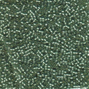 11/0 – Miyuki Delica - 5g Bag – Semi Mat Silver Lined Lt Grey Dyed Green – DB0689