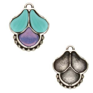 Kolona PaisleyDuo/Ginko Pendant Setting - Antique Silver - Pack of 1