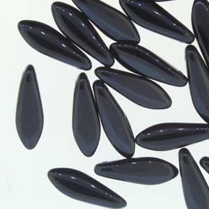 Czech Glass Dagger Beads 5x16mm – Strand of 25 – Jet