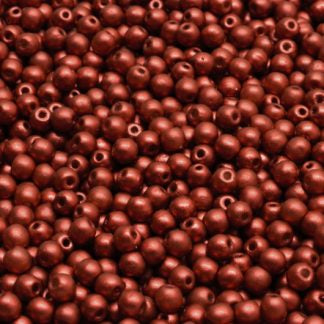 3mm Pressed Glass Round Beads - Bag of 100 - Red Metallic Matte