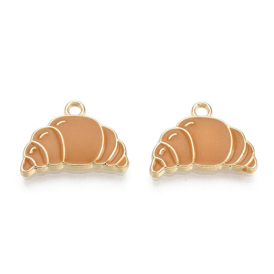 Gold Plated Enamel Croissant Charm - 12x17mm - Pack of 2