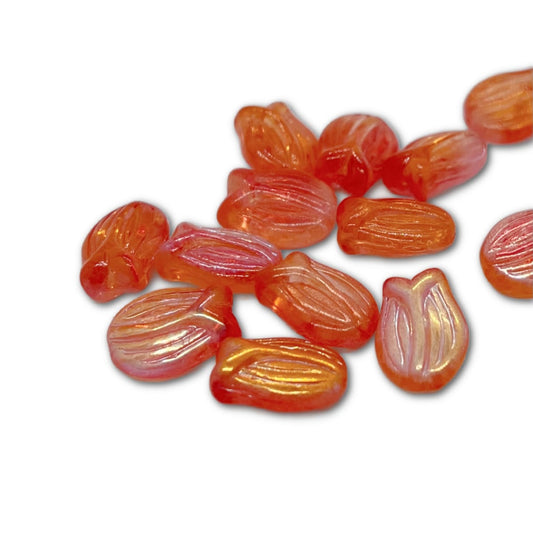16x11mm Large Tulip Beads - Pack of 5 - Fireopal AB