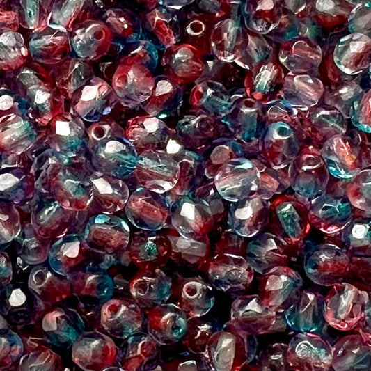 4mm Czech FirePolish – Dual Coated Fuchsia Sapphire x 100